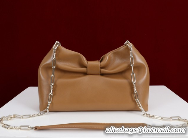 Best Grade Dior Bow Small Bag in Lambskin Leather 0714S Brown2 2026