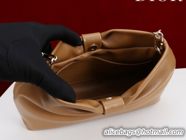 Best Grade Dior Bow Small Bag in Lambskin Leather 0714S Brown2 2026