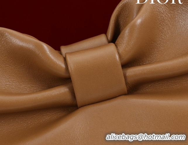 Best Grade Dior Bow Small Bag in Lambskin Leather 0714S Brown2 2026