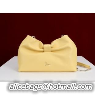 Good Quality Dior Bow Small Bag in Lambskin Leather 0714S Light Yellow 2026