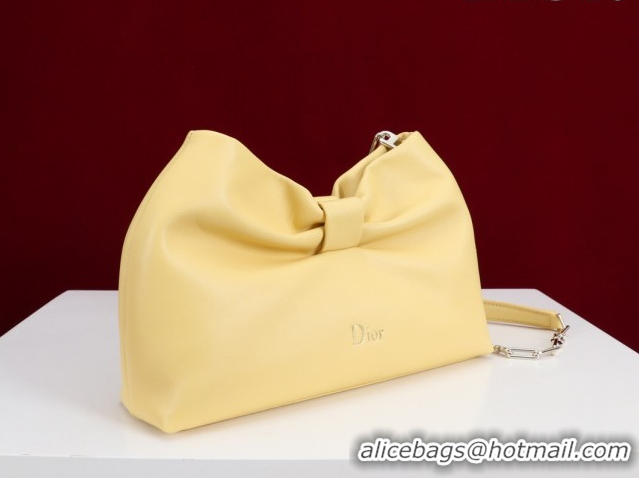 Good Quality Dior Bow Small Bag in Lambskin Leather 0714S Light Yellow 2026