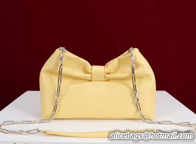 Good Quality Dior Bow Small Bag in Lambskin Leather 0714S Light Yellow 2026