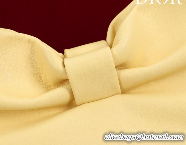 Good Quality Dior Bow Small Bag in Lambskin Leather 0714S Light Yellow 2026