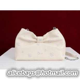 Shop Duplicate Dior Bow Small Bag in Ivory Dior Clover Embroidered Lambskin Leather 0714S 2026