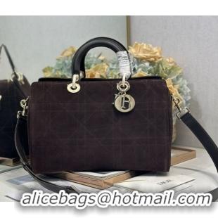 Pretty Style Dior Lady Dior Large Top Handle Bag in Cannage Suede Coffee 1441L 2026