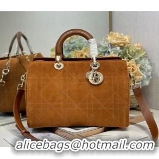 Buy Discount Dior Lady Dior Large Top Handle Bag in Cannage Suede Brown 1441L 2026