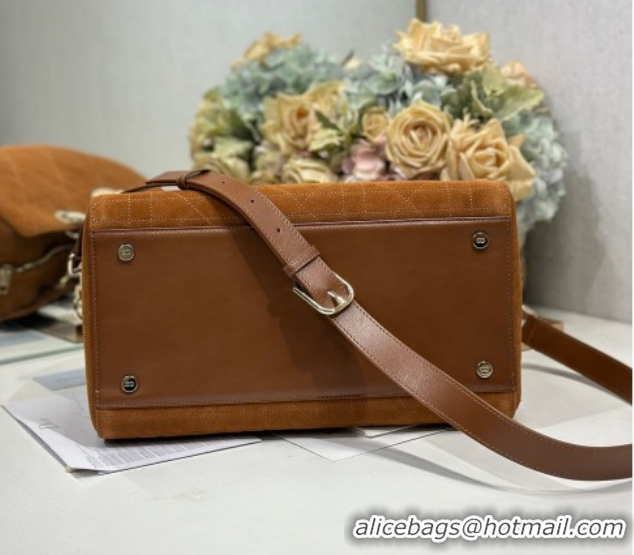 Buy Discount Dior Lady Dior Large Top Handle Bag in Cannage Suede Brown 1441L 2026
