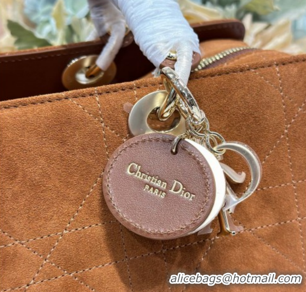 Buy Discount Dior Lady Dior Large Top Handle Bag in Cannage Suede Brown 1441L 2026