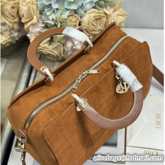 Buy Discount Dior Lady Dior Large Top Handle Bag in Cannage Suede Brown 1441L 2026
