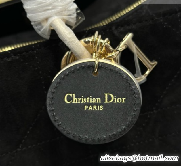 Top Grade Dior Lady Dior Large Top Handle Bag in Cannage Suede Black 1441L 2026