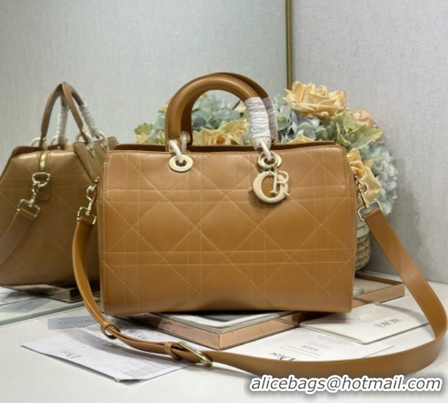 Top Design Dior Lady Dior Large Top Handle Bag in Cannage Smooth Apricot 1441L 2026