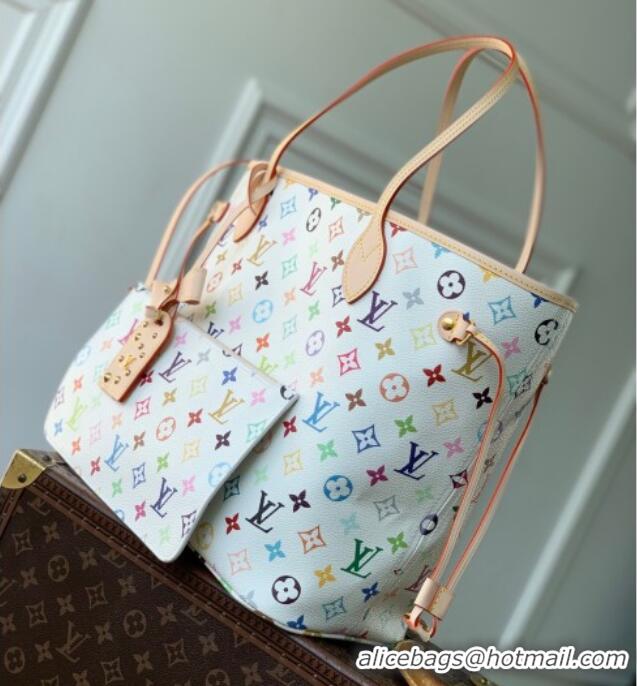 Famous Brand Louis Vuitton LV x TM Neverfull MM Bag in Multicolor/White Canvas M27787 2026