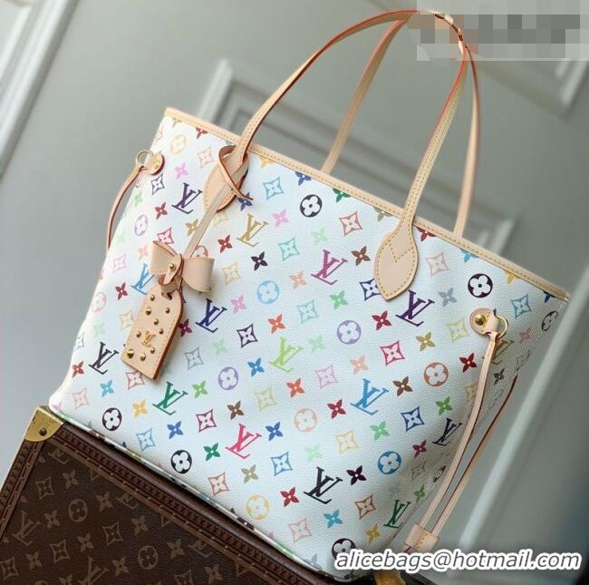 Famous Brand Louis Vuitton LV x TM Neverfull MM Bag in Multicolor/White Canvas M27787 2026