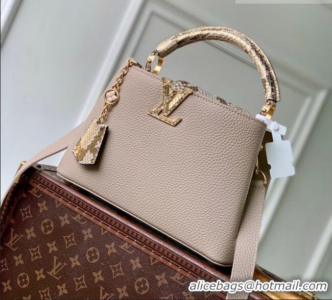 Top Quality Louis Vuitton Capucines BB Bag in Taurillon and python-embossed leather N89369 Grey 2026