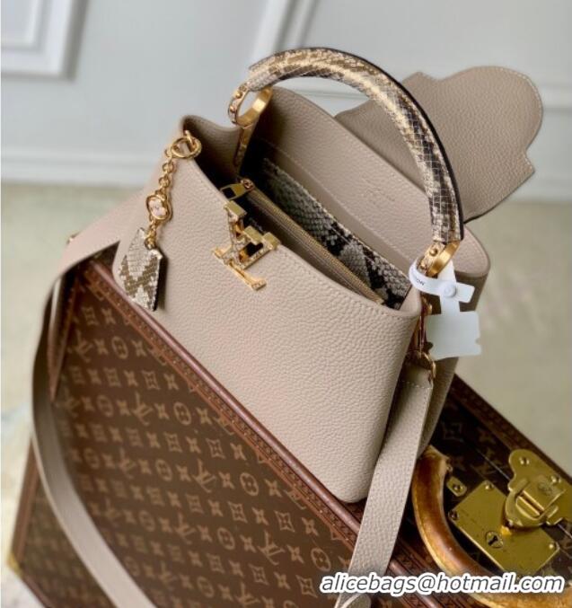 Top Quality Louis Vuitton Capucines BB Bag in Taurillon and python-embossed leather N89369 Grey 2026