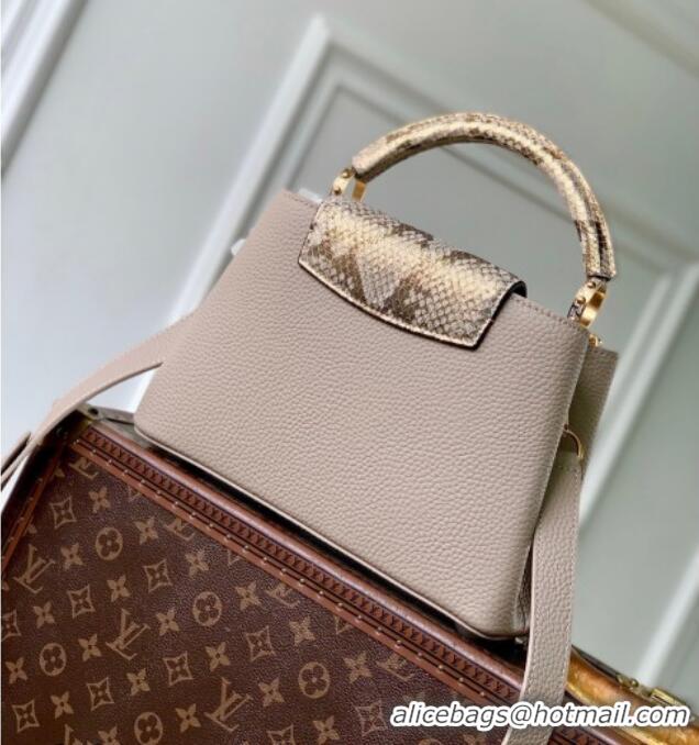 Top Quality Louis Vuitton Capucines BB Bag in Taurillon and python-embossed leather N89369 Grey 2026