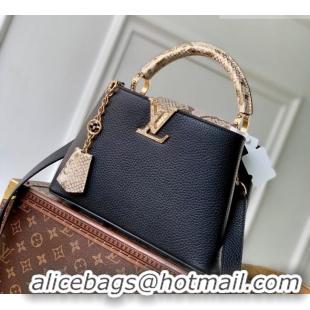 Best Price Louis Vuitton Capucines BB Bag in Taurillon and python-embossed leather N89369 Black 2026