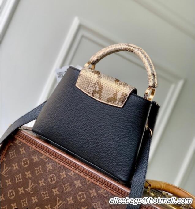 Best Price Louis Vuitton Capucines BB Bag in Taurillon and python-embossed leather N89369 Black 2026