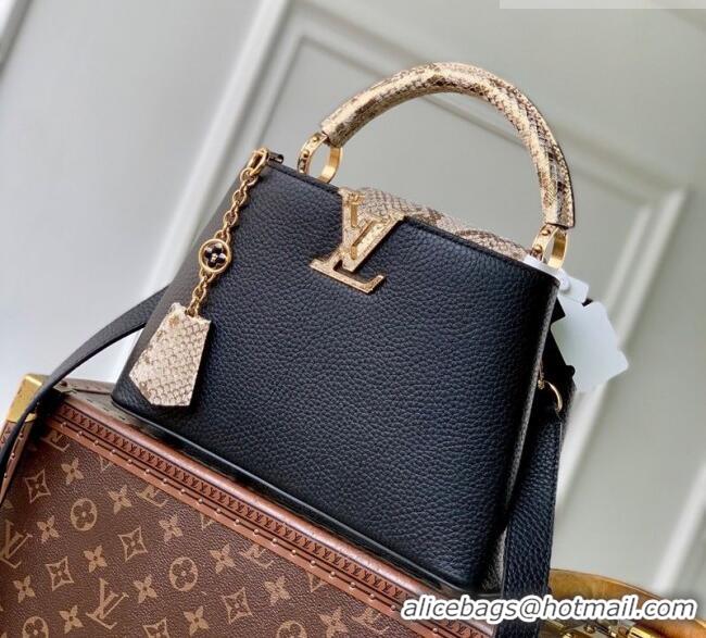 Best Price Louis Vuitton Capucines BB Bag in Taurillon and python-embossed leather N89369 Black 2026