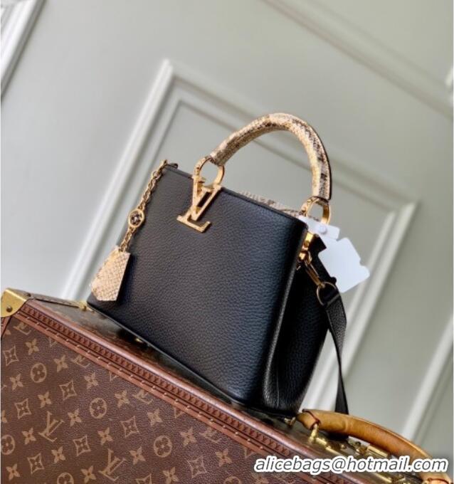 Best Price Louis Vuitton Capucines BB Bag in Taurillon and python-embossed leather N89369 Black 2026