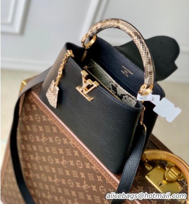 Best Price Louis Vuitton Capucines BB Bag in Taurillon and python-embossed leather N89369 Black 2026