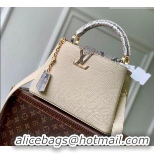 Best Price Louis Vuitton Capucines BB Bag in Taurillon and python-embossed leather N89369 White 2026