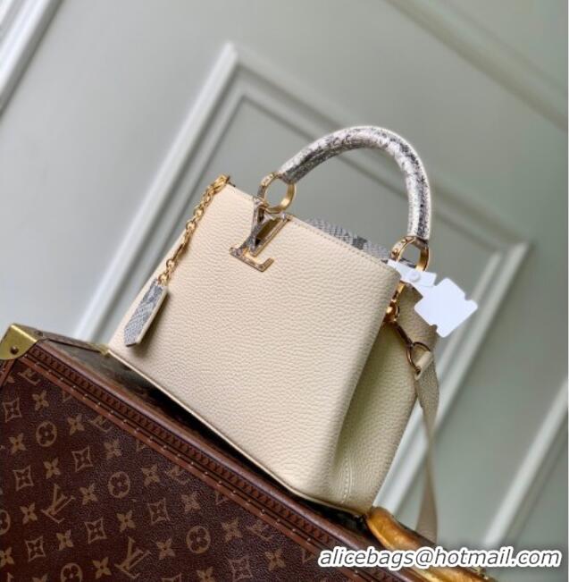 Best Price Louis Vuitton Capucines BB Bag in Taurillon and python-embossed leather N89369 White 2026