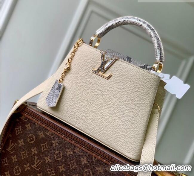Best Price Louis Vuitton Capucines BB Bag in Taurillon and python-embossed leather N89369 White 2026