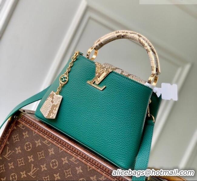 Best Price Louis Vuitton Capucines BB Bag in Taurillon and python-embossed leather N89369 Green 2026