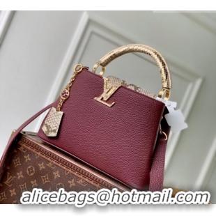 Grade Design Louis Vuitton Capucines BB Bag in Taurillon and python-embossed leather N89369 Burgundy 2026