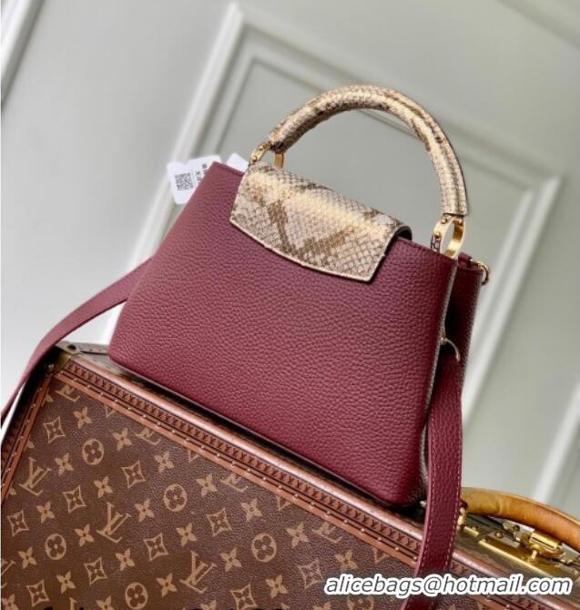 Grade Design Louis Vuitton Capucines BB Bag in Taurillon and python-embossed leather N89369 Burgundy 2026