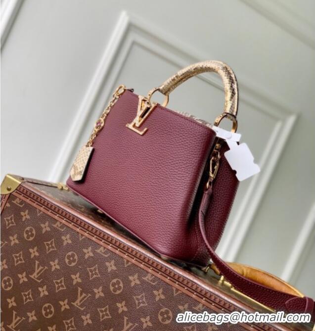 Grade Design Louis Vuitton Capucines BB Bag in Taurillon and python-embossed leather N89369 Burgundy 2026
