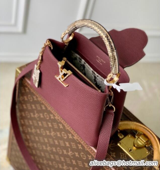 Grade Design Louis Vuitton Capucines BB Bag in Taurillon and python-embossed leather N89369 Burgundy 2026