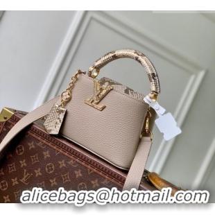 Promotional Louis Vuitton Capucines Mini Bag in Taurillon and python-embossed leather N89369 Grey 2026