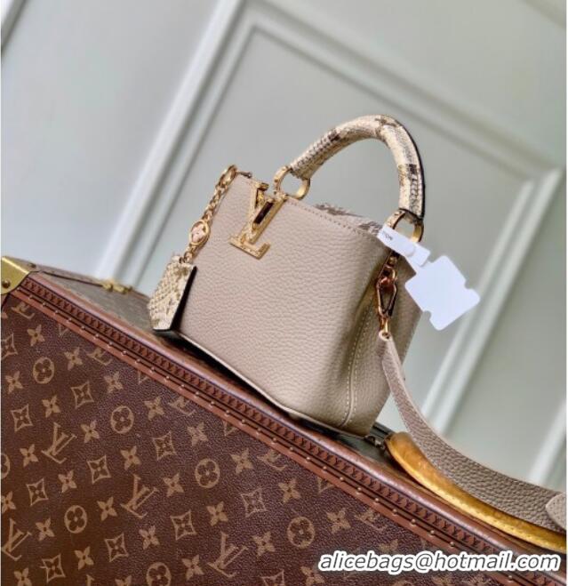 Promotional Louis Vuitton Capucines Mini Bag in Taurillon and python-embossed leather N89369 Grey 2026