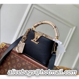 Super Quality Louis Vuitton Capucines Mini Bag in Taurillon and python-embossed leather N89369 Black 2026