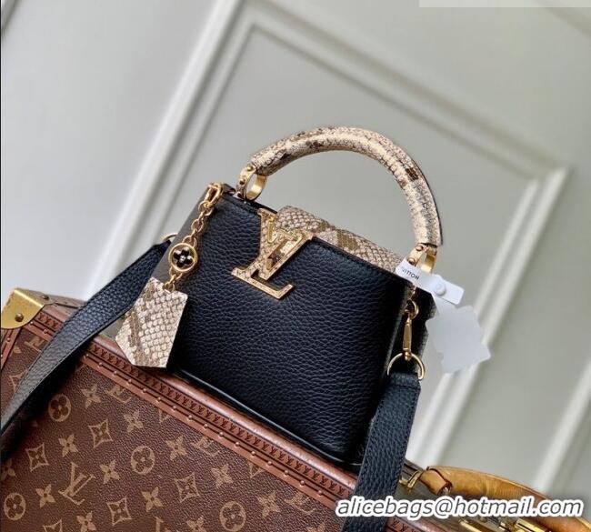 Super Quality Louis Vuitton Capucines Mini Bag in Taurillon and python-embossed leather N89369 Black 2026