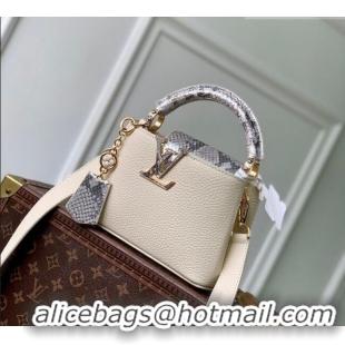 Grade Design Louis Vuitton Capucines Mini Bag in Taurillon and python-embossed leather N89369 White 2026