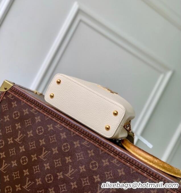 Grade Design Louis Vuitton Capucines Mini Bag in Taurillon and python-embossed leather N89369 White 2026