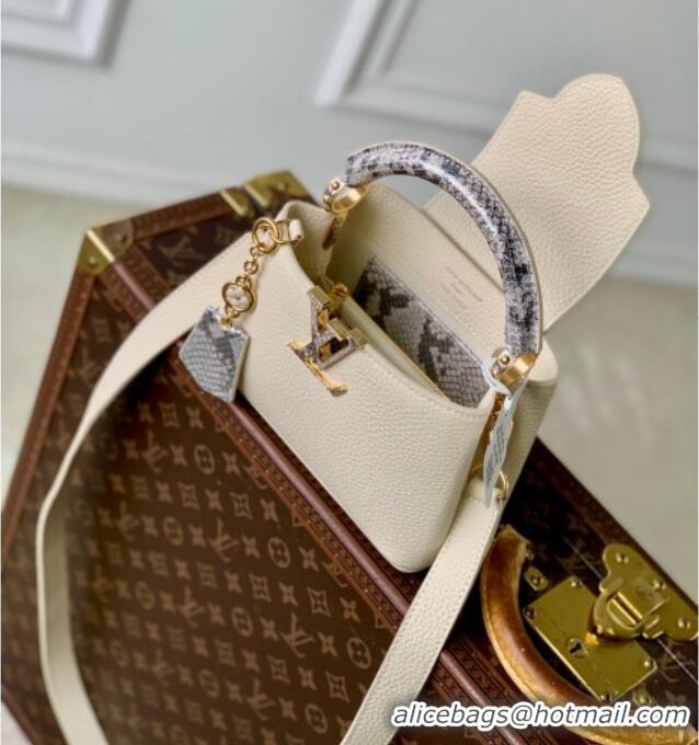 Grade Design Louis Vuitton Capucines Mini Bag in Taurillon and python-embossed leather N89369 White 2026
