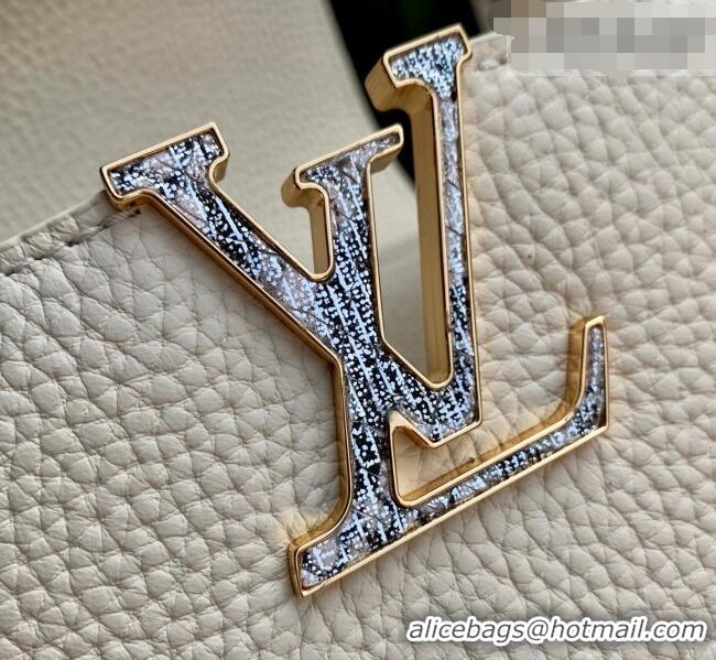 Grade Design Louis Vuitton Capucines Mini Bag in Taurillon and python-embossed leather N89369 White 2026