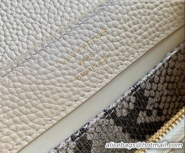 Grade Design Louis Vuitton Capucines Mini Bag in Taurillon and python-embossed leather N89369 White 2026