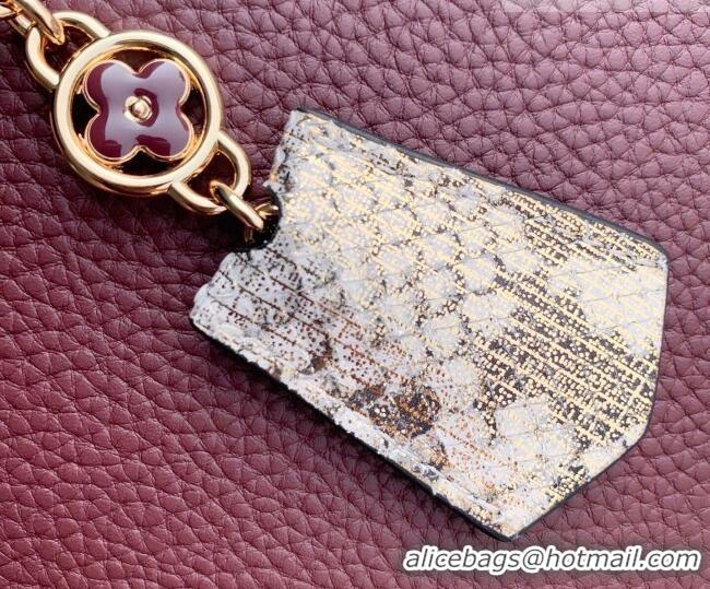 Shop Grade Louis Vuitton Capucines Mini Bag in Taurillon and python-embossed leather N89369 Burgundy 2026