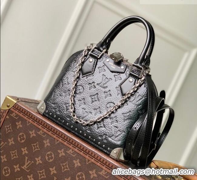 Best Price Louis Vuitton Alma Trunk BB Bag with Studs in Black Grained Shiny Leather M27812 2026