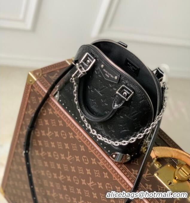 Best Price Louis Vuitton Alma Trunk BB Bag with Studs in Black Grained Shiny Leather M27812 2026