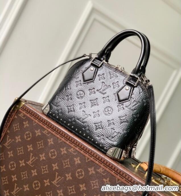 Best Price Louis Vuitton Alma Trunk BB Bag with Studs in Black Grained Shiny Leather M27812 2026