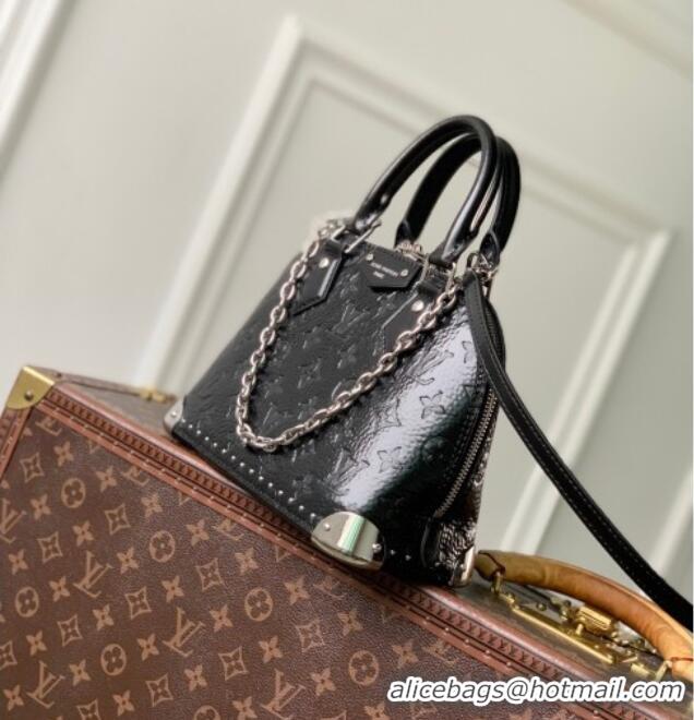 Best Price Louis Vuitton Alma Trunk BB Bag with Studs in Black Grained Shiny Leather M27812 2026