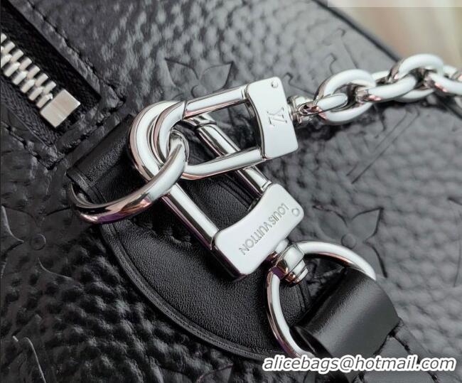 Top Grade Louis Vuitton Speedy Trunk 20 Bag with Studs in Black Grained Shiny Leather M27921 2026