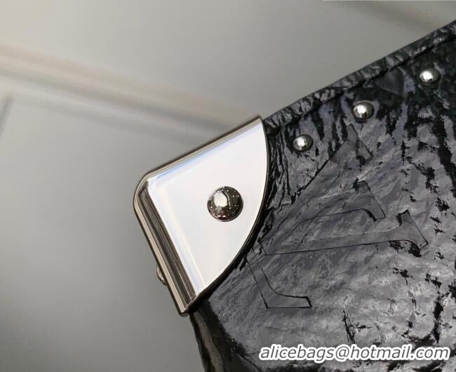 Top Grade Louis Vuitton Speedy Trunk 20 Bag with Studs in Black Grained Shiny Leather M27921 2026