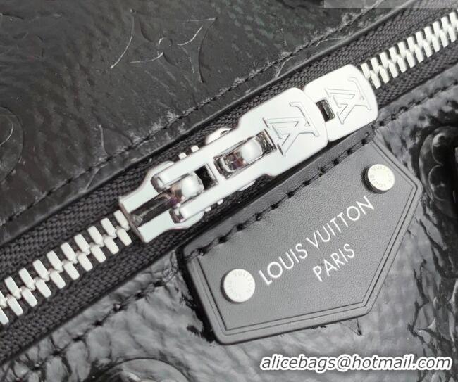 Top Grade Louis Vuitton Speedy Trunk 20 Bag with Studs in Black Grained Shiny Leather M27921 2026